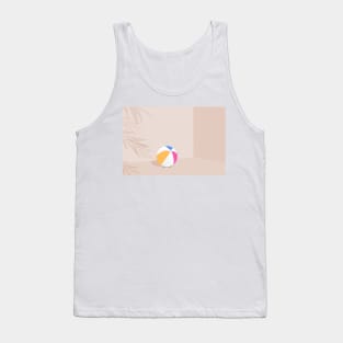 Beige beach ball with tropical leaves illustration Tank Top